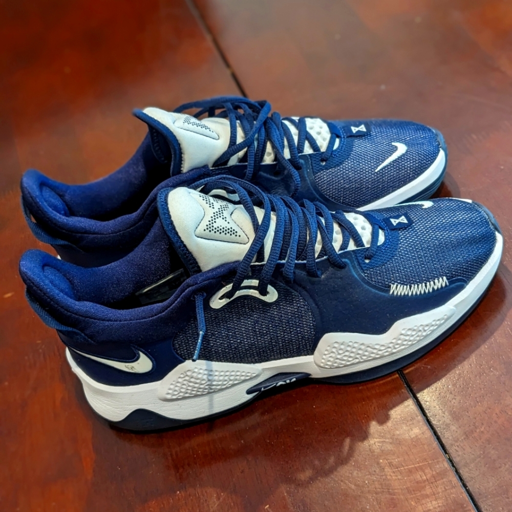 Nike PG 5 TB Promo Paul George basketball shoes white/blue size mens 9.5